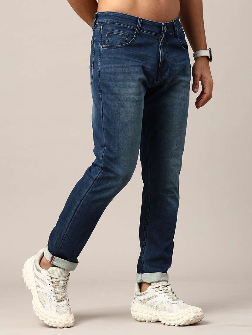 men washed mid rise slim fit jeans