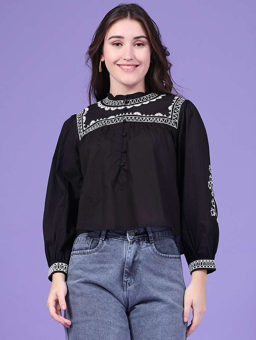 Women Embroidered Long Sleeves Regular Top - 22385907 -  Standard Image - 2