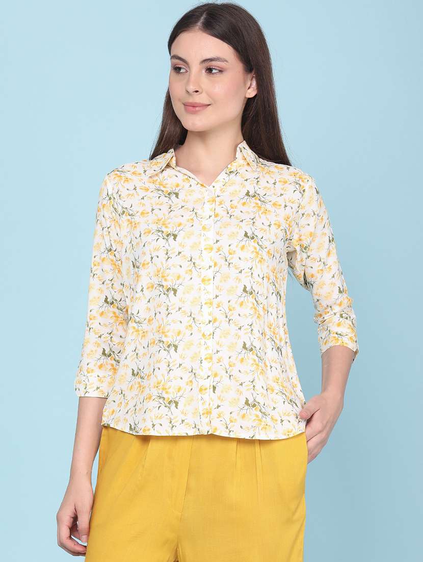 women printed three quarter sleeves regular shirt - 22386415 -  Standard Image - 2