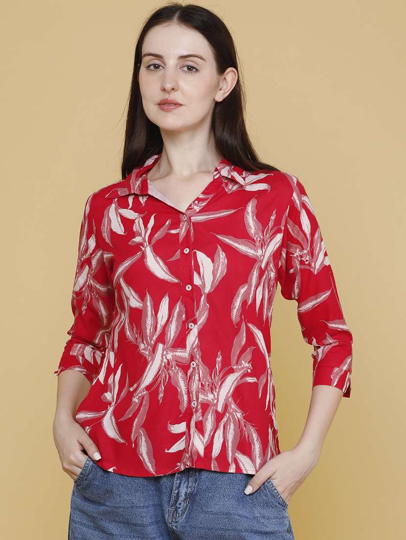 women printed three quarter sleeves regular shirt - 22386416 -  Standard Image - 2