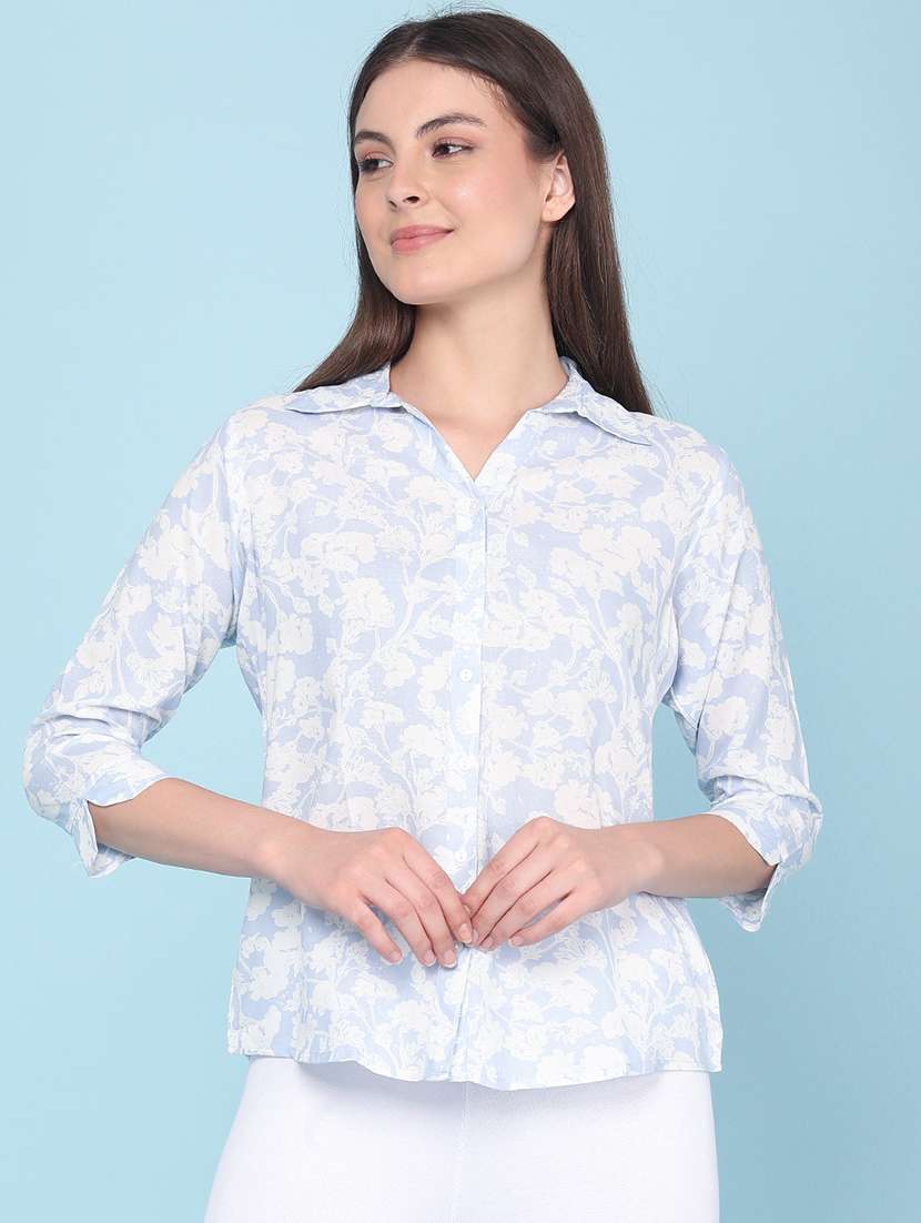 women printed three quarter sleeves regular shirt - 22386417 -  Standard Image - 2