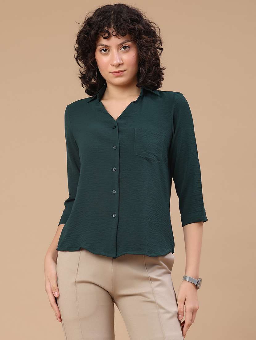 women solid collared regular shirt - 22386484 -  Standard Image - 2