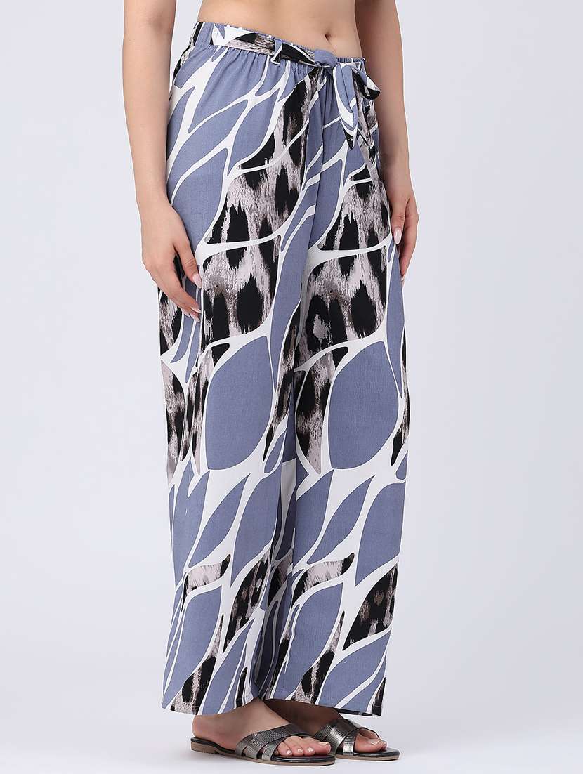 women printed mid rise wide leg trouser - 22386505 -  Standard Image - 2