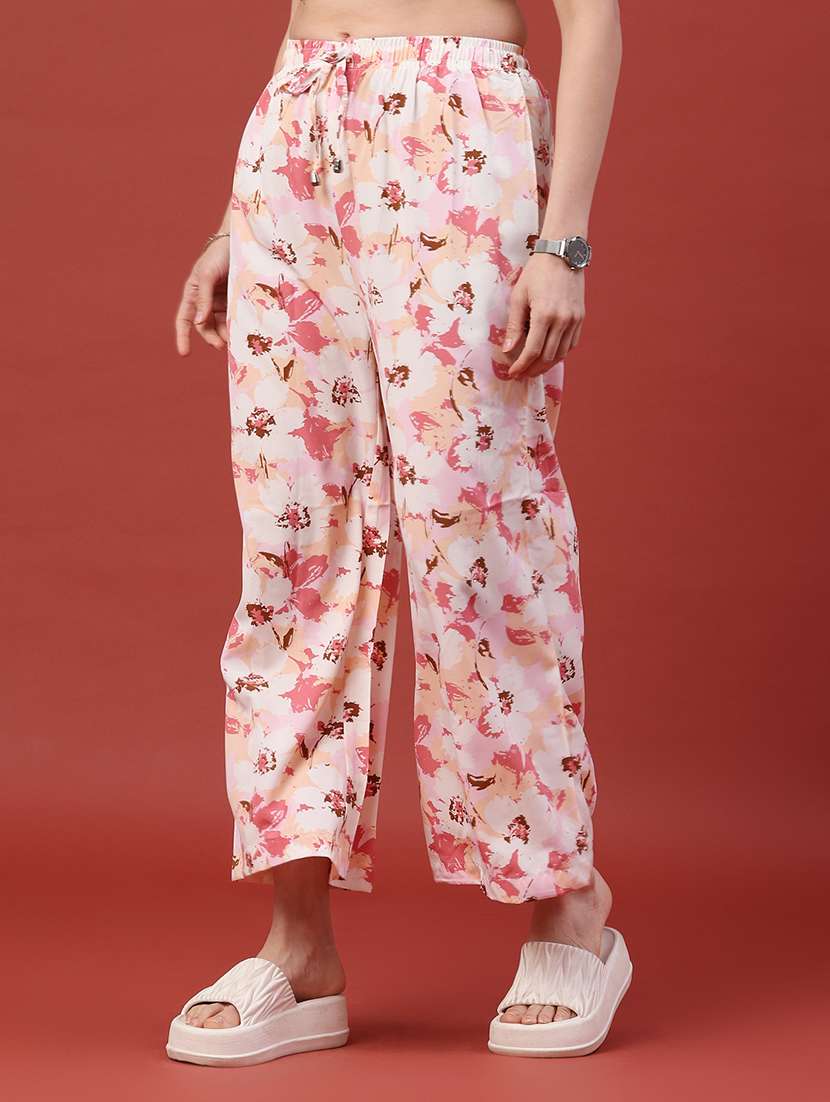 women printed mid rise wide leg trouser - 22386535 -  Standard Image - 2