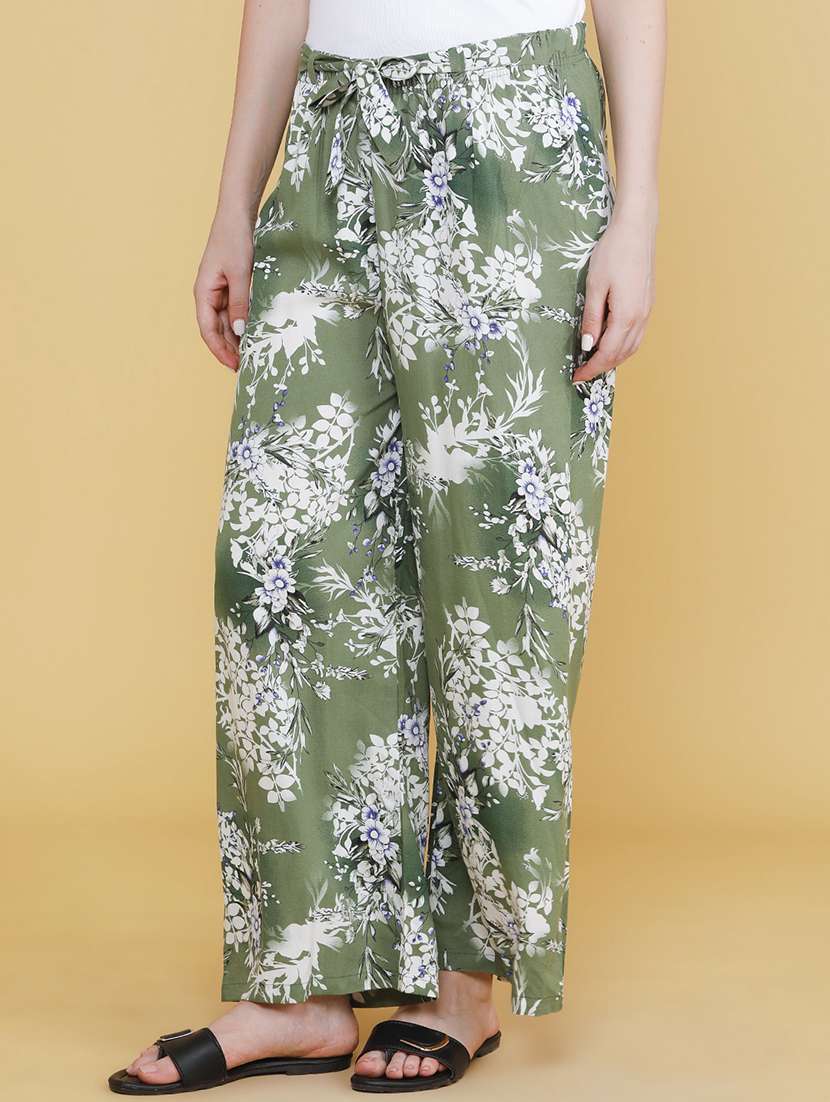 women printed mid rise wide leg trouser - 22386563 -  Standard Image - 2