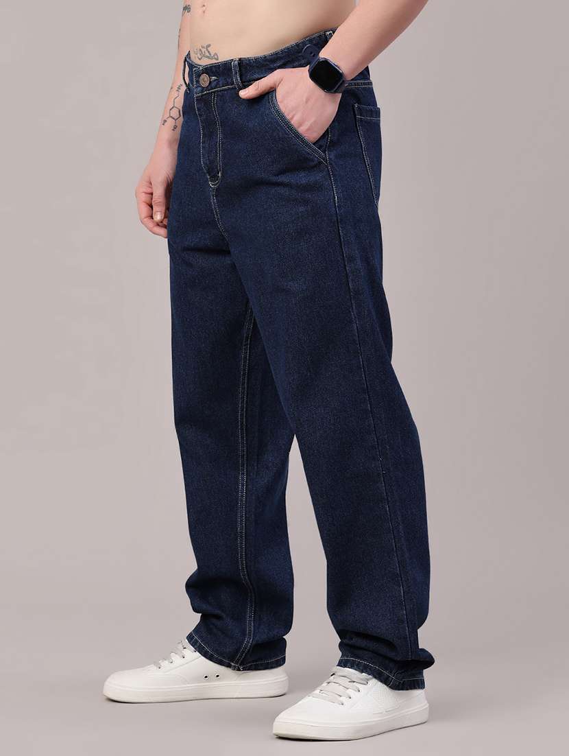 men plain mid rise full length relaxed fit jeans - 22386630 -  Standard Image - 2