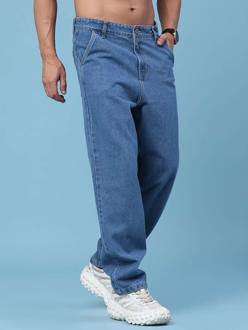 men solid mid rise baggy jeans - 22386631 -  Standard Image - 2