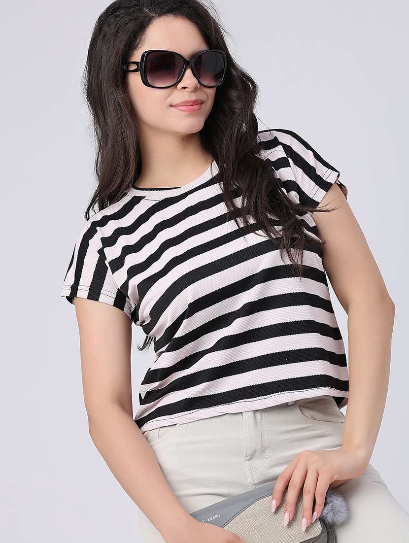 women printed round neck top