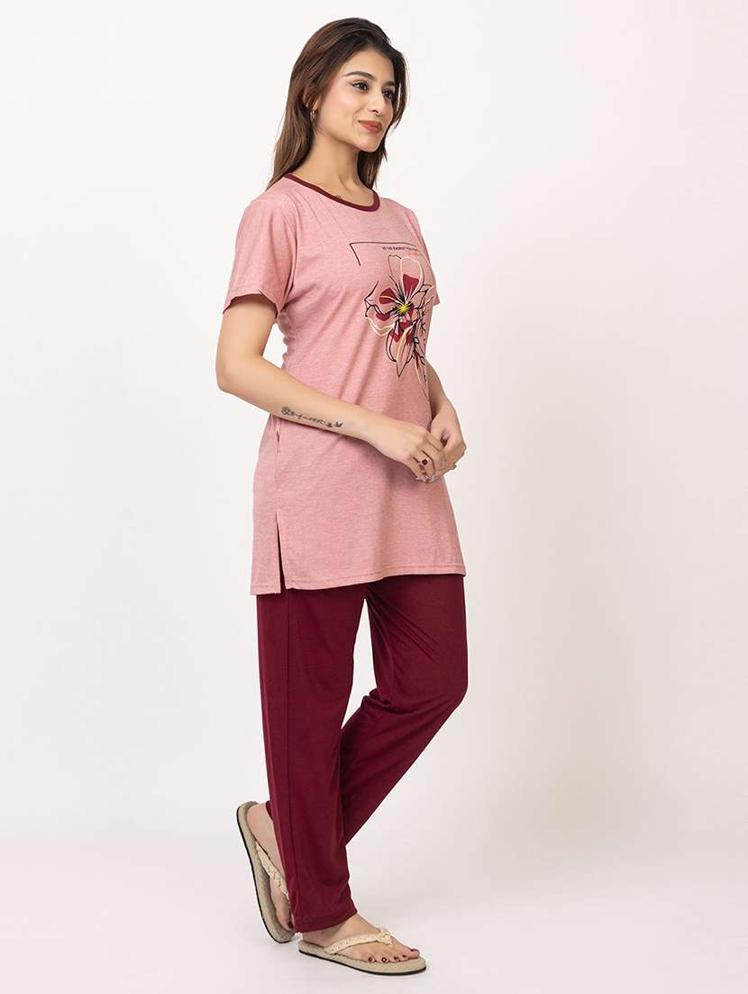 women printed nightwear pyjama set - 22386915 -  Standard Image - 2