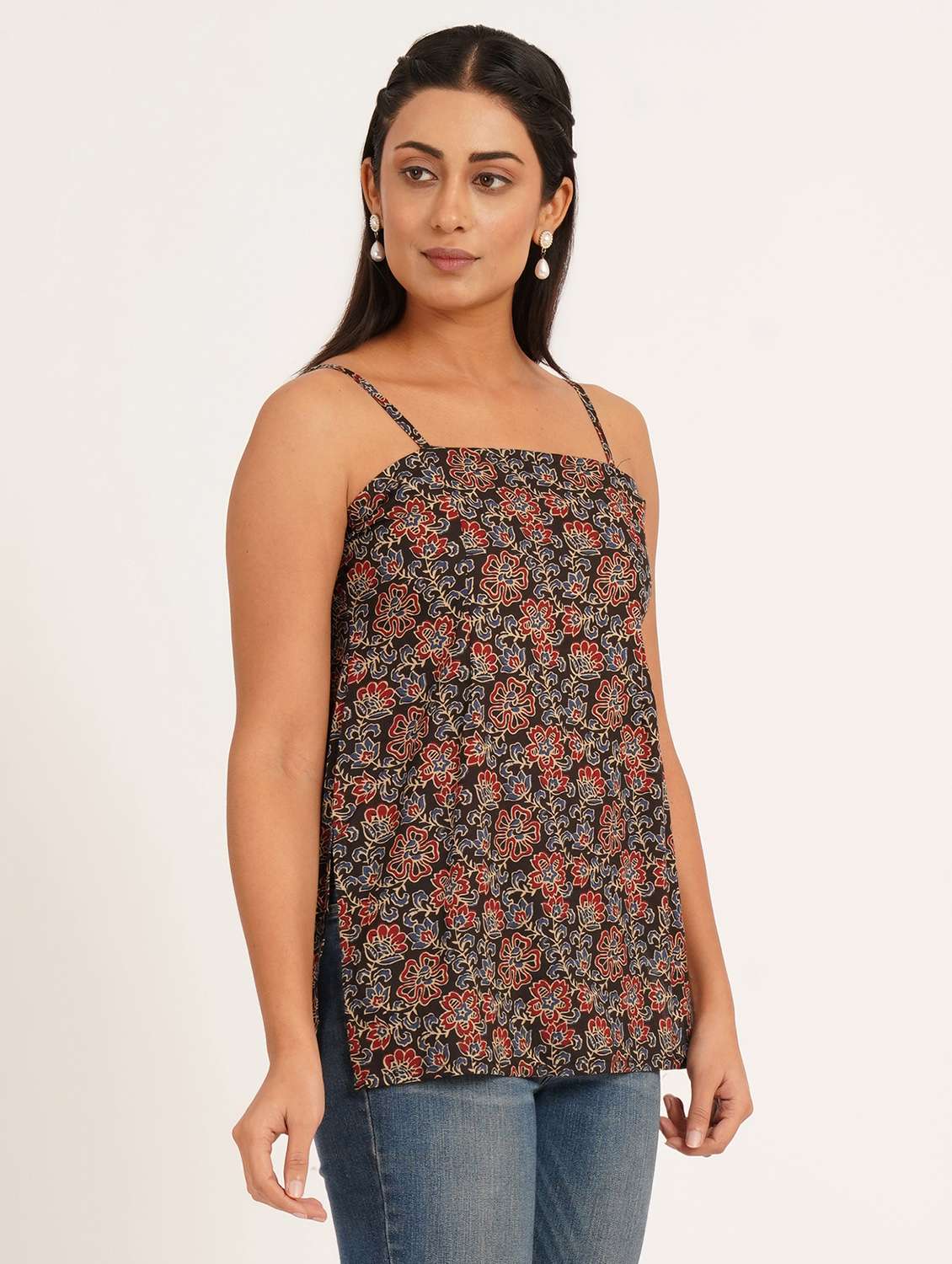 women printed shoulder strap ethnic top - 22386966 -  Standard Image - 2