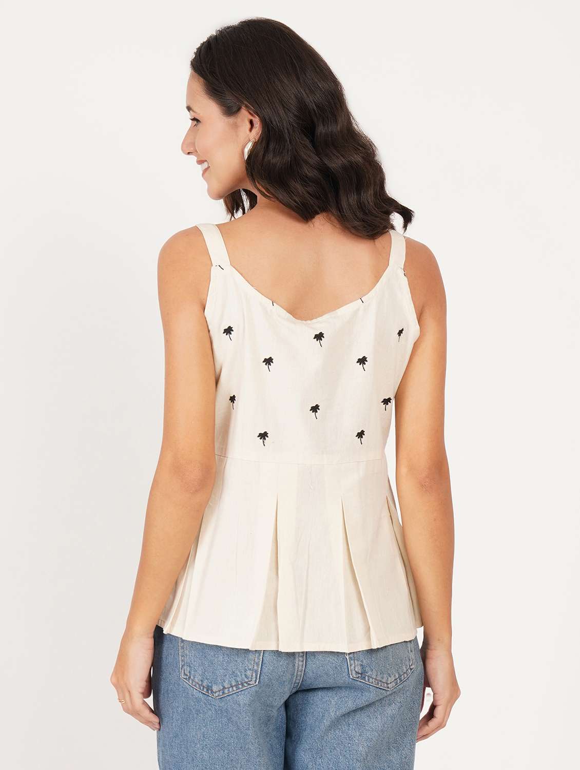 women solid with work shoulder strap ethnic top - 22387114 -  Standard Image - 2