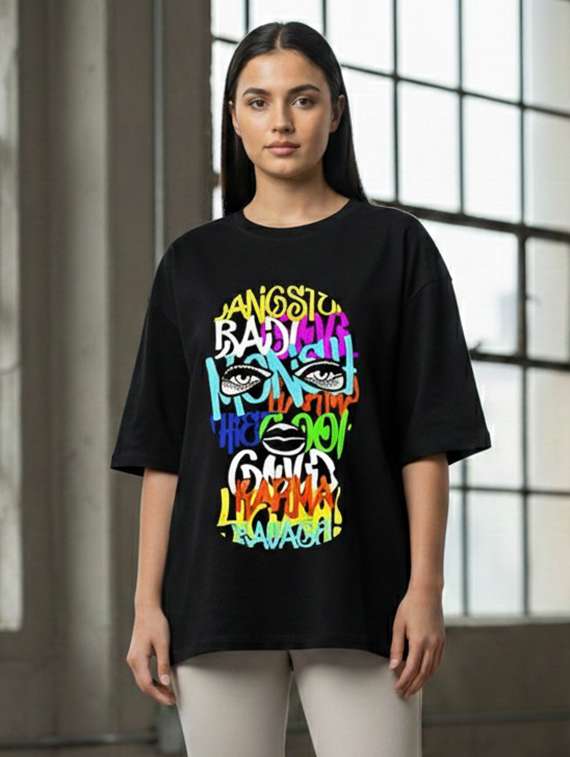 women printed short sleeve oversized t-shirt