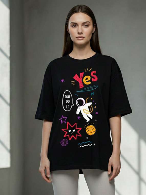 women printed short sleeve oversized t-shirt