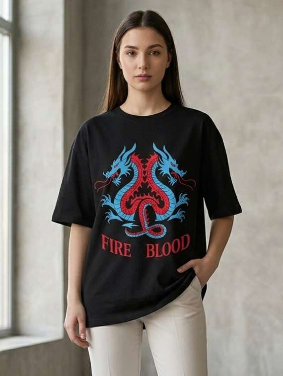 women printed short sleeve oversized t-shirt