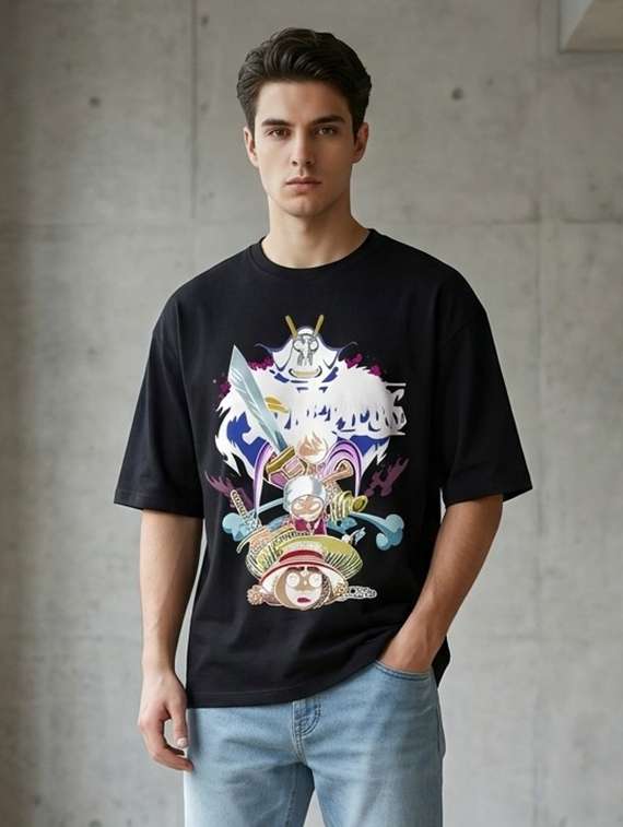 black cotton front print tshirt