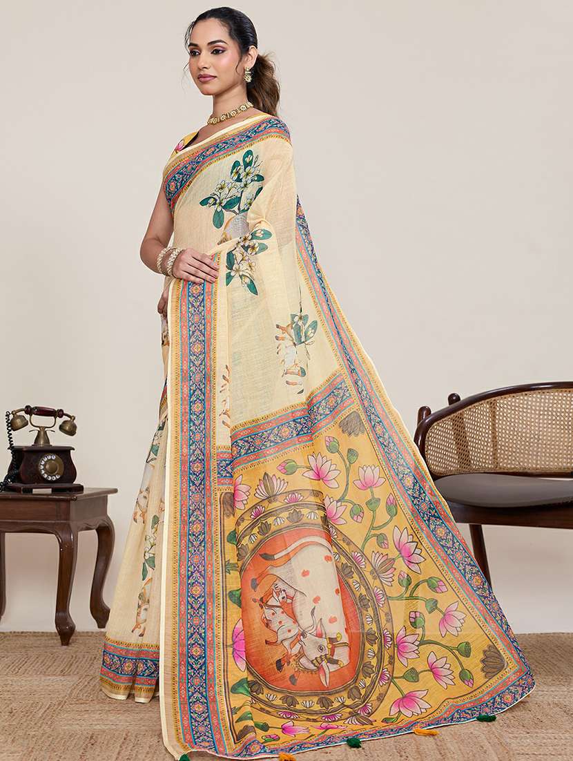 women printed casual wear saree with blouse - 22387166 -  Standard Image - 2