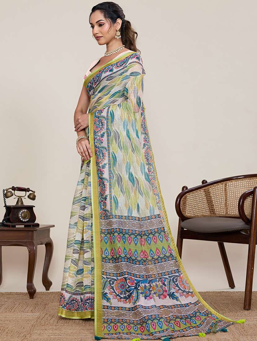 Women Printed Casual Wear Saree With Blouse - 22387167 -  Standard Image - 2
