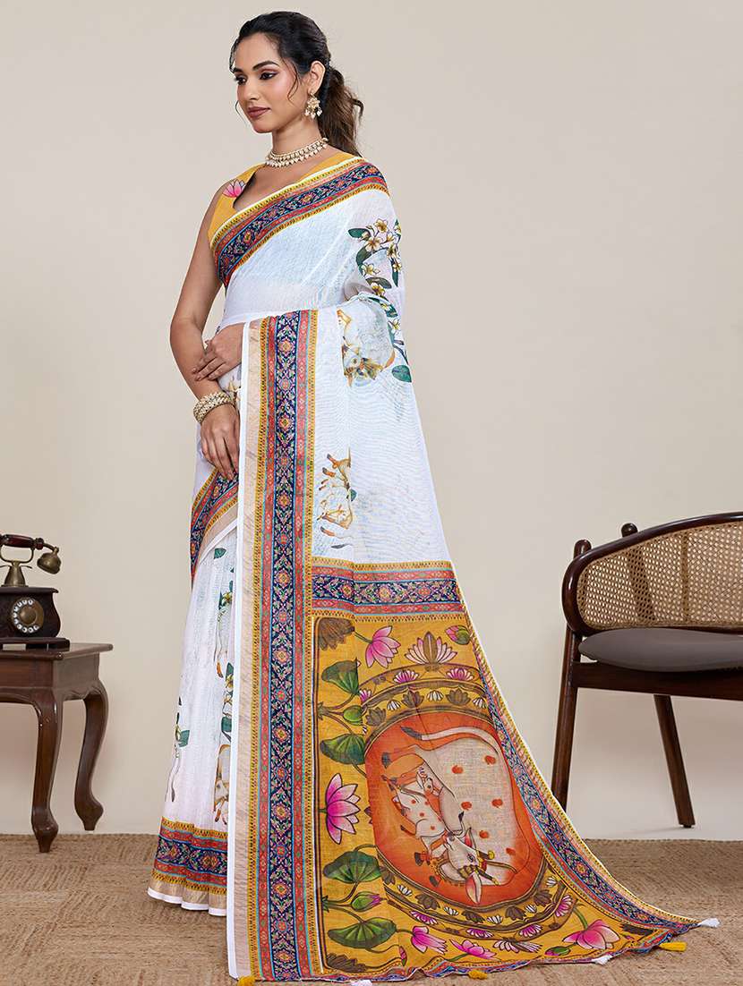 women printed casual wear saree with blouse - 22387170 -  Standard Image - 2
