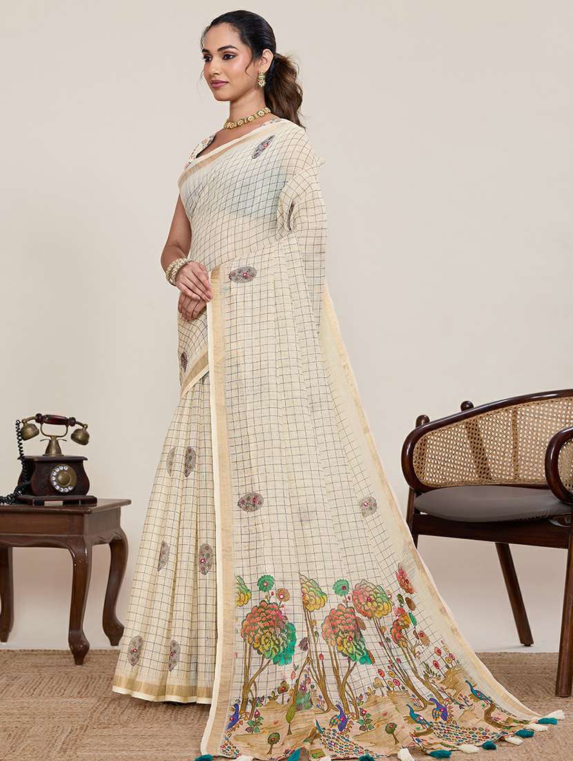 women printed casual wear saree with blouse - 22387171 -  Standard Image - 2