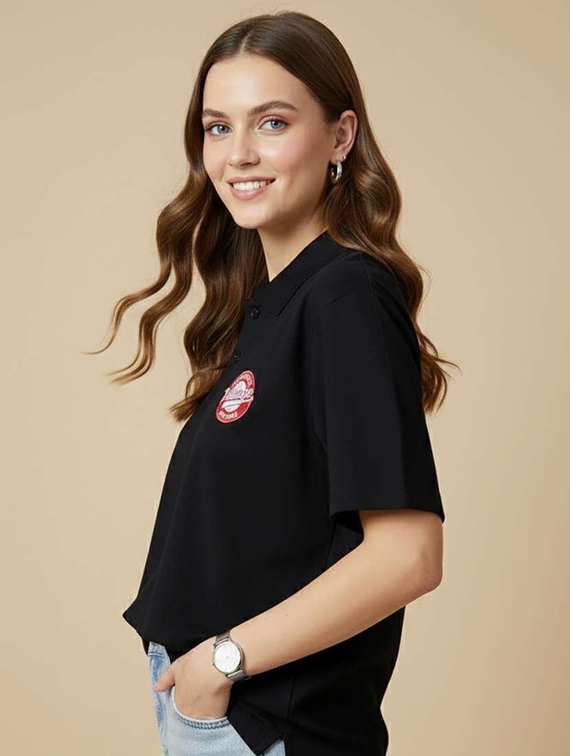 women short sleeve oversized polo t-shirt - 22387243 -  Standard Image - 2