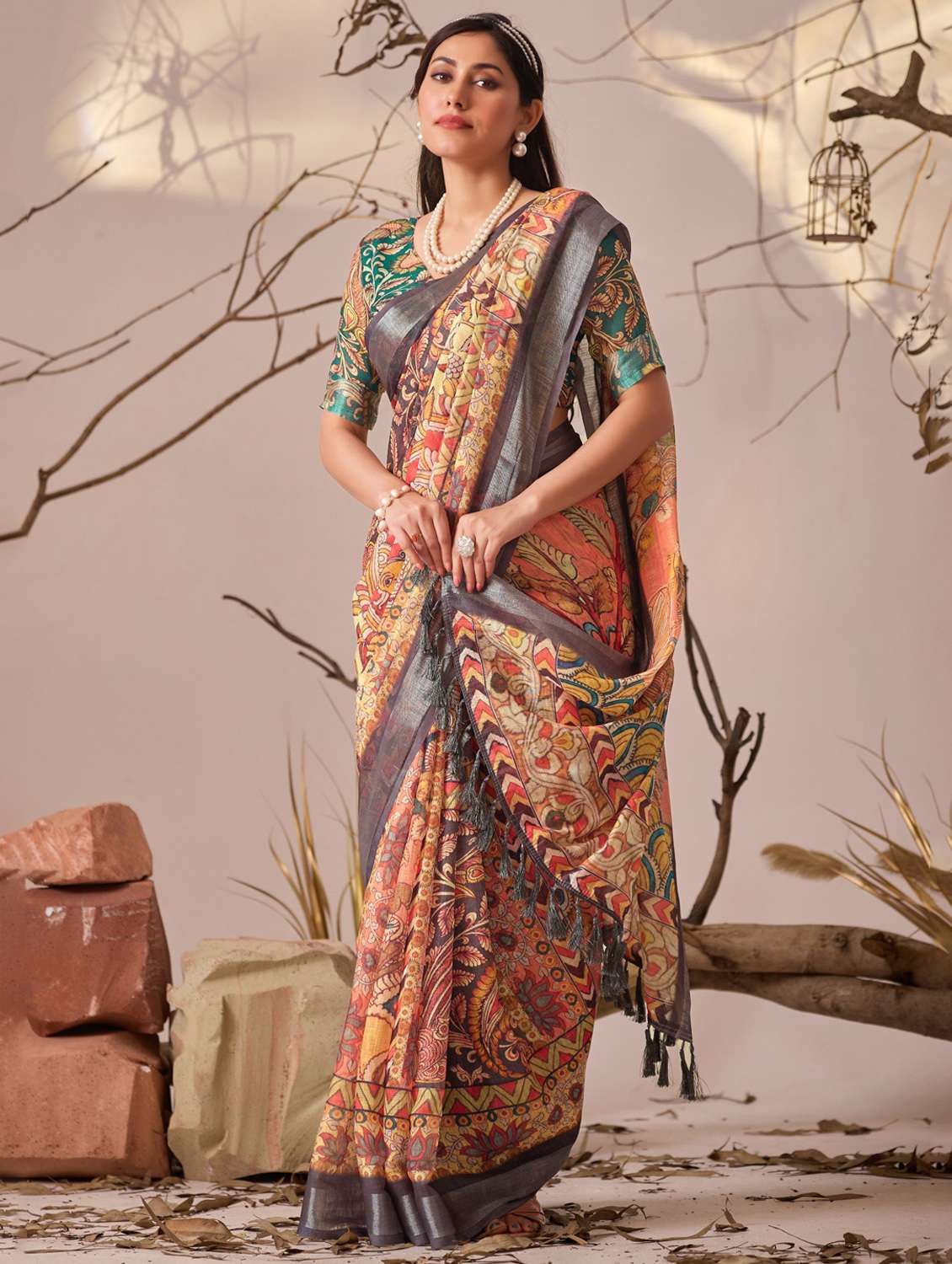 women printed casual wear saree with blouse - 22388815 -  Standard Image - 2