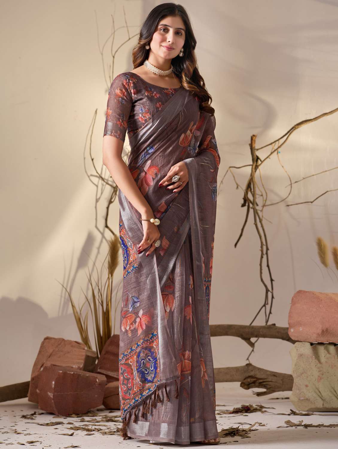 women printed casual wear saree with blouse - 22388823 -  Standard Image - 2