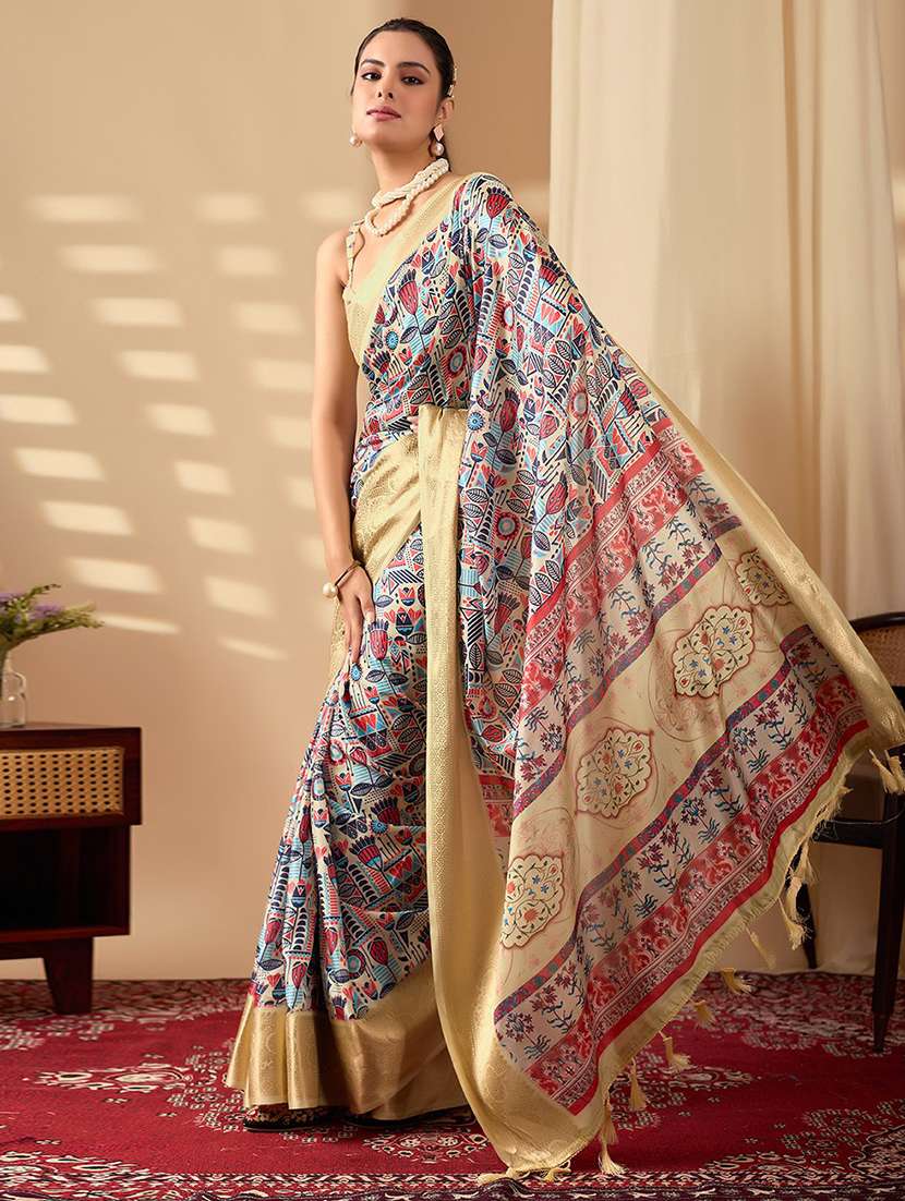 women printed casual wear saree with blouse - 22388844 -  Standard Image - 2