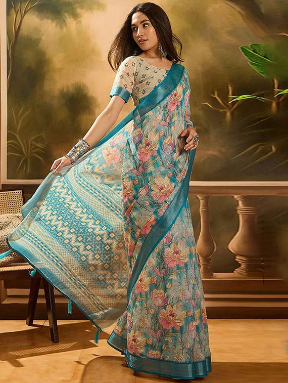 women printed casual wear saree with blouse - 22388868 -  Standard Image - 2