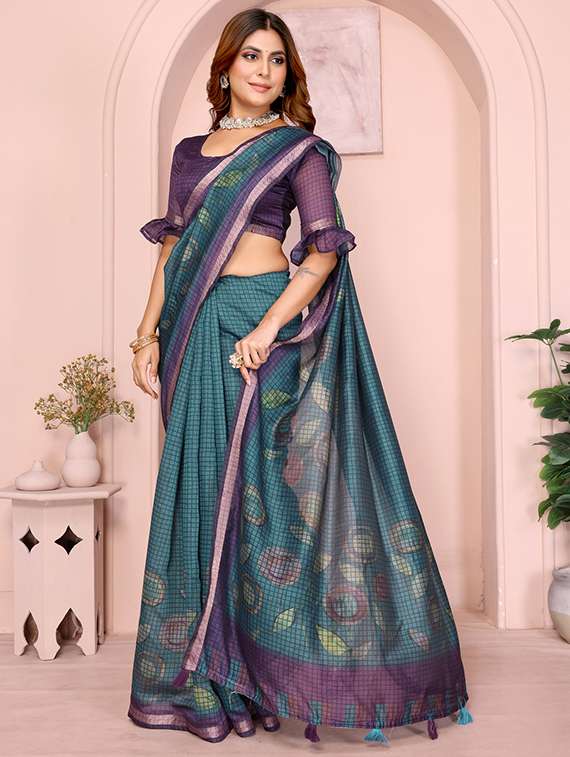 women printed casual wear saree with blouse - 22388878 -  Standard Image - 2
