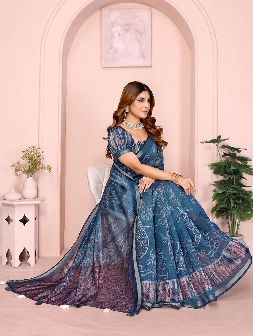 women printed casual wear saree with blouse - 22388880 -  Standard Image - 2