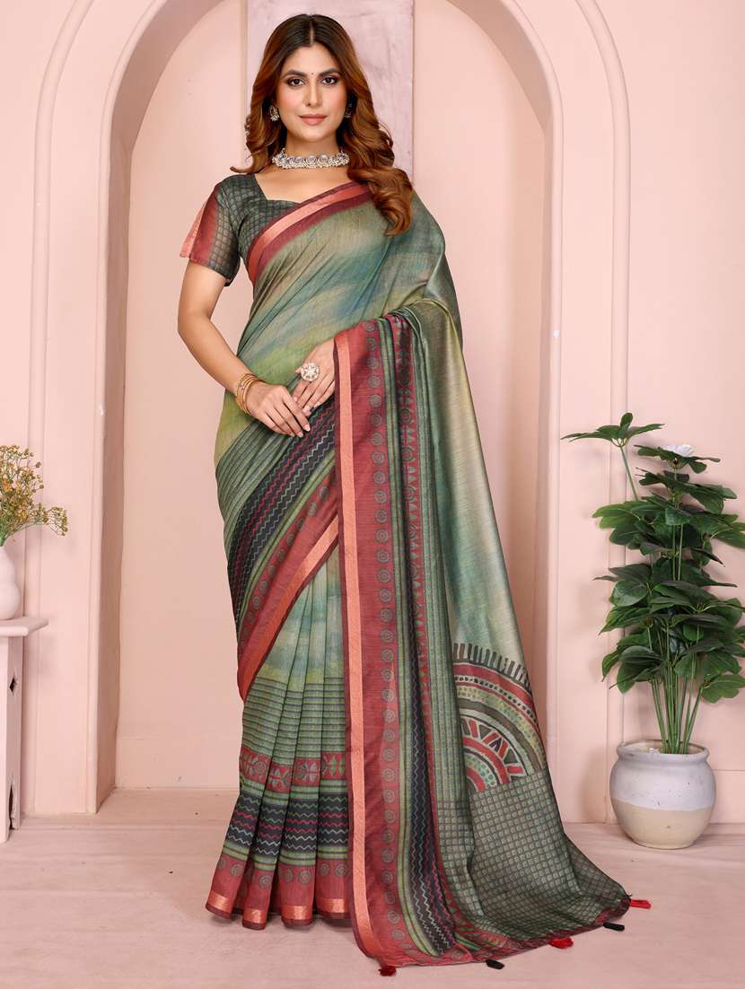 women printed casual wear saree with blouse - 22388882 -  Standard Image - 2