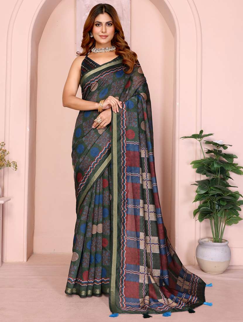 women printed casual wear saree with blouse - 22388886 -  Standard Image - 2