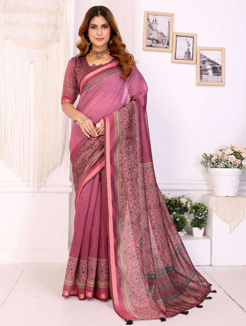 women printed casual wear saree with blouse - 22388889 -  Standard Image - 2