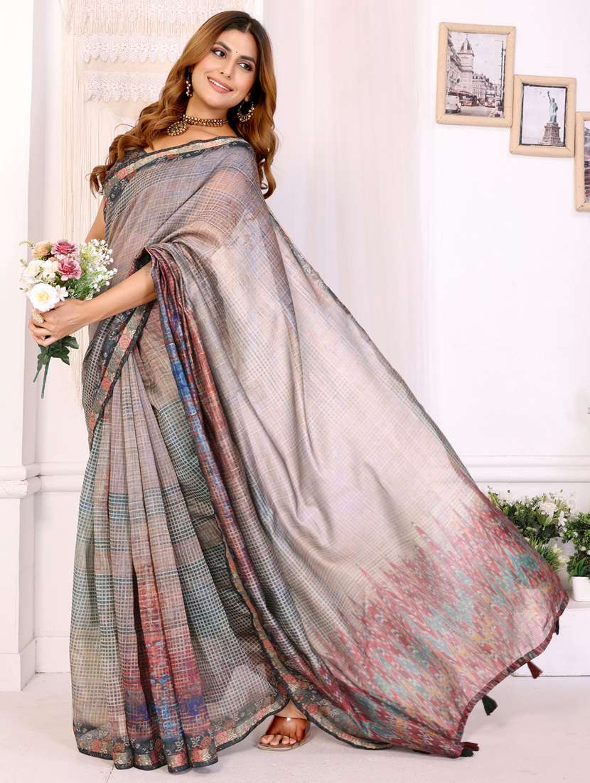women printed casual wear saree with blouse - 22388890 -  Standard Image - 2