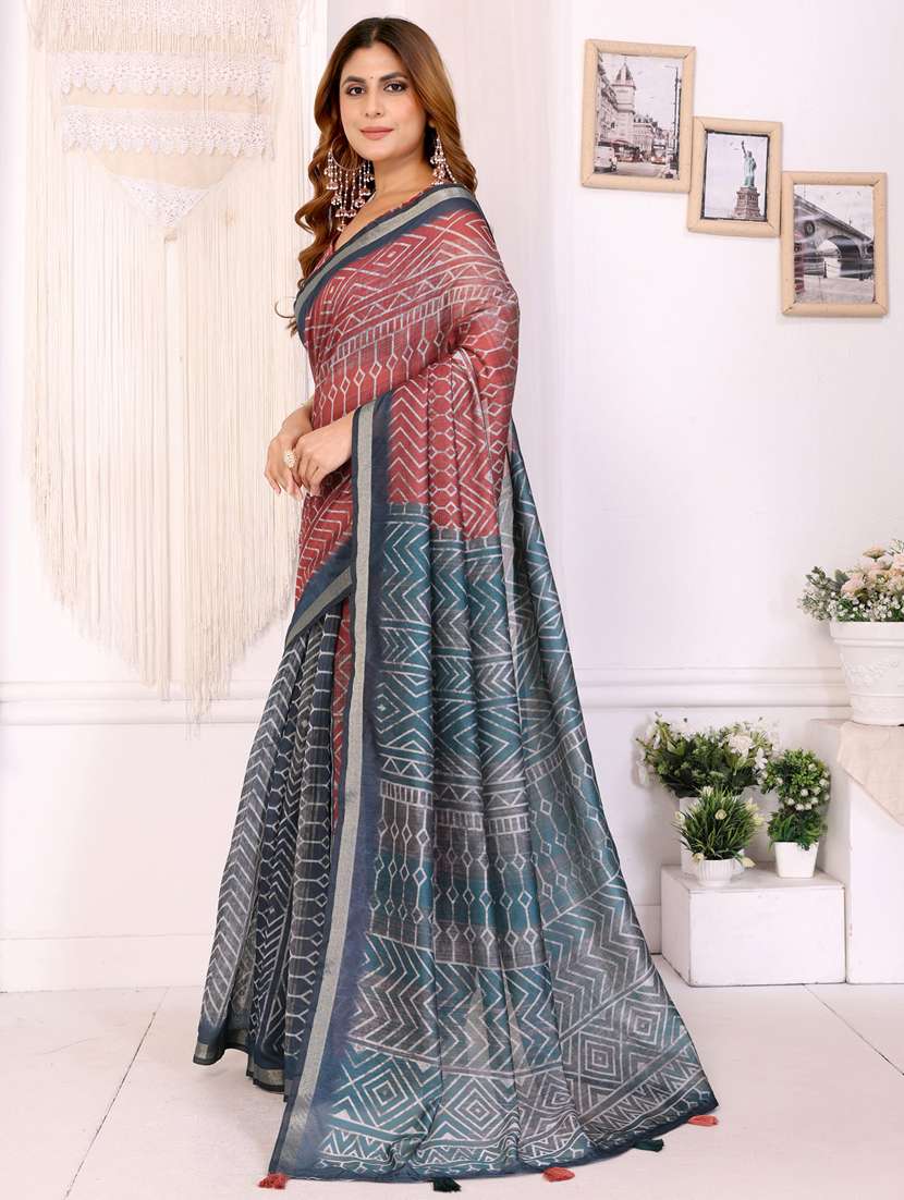 women printed casual wear saree with blouse - 22388893 -  Standard Image - 2
