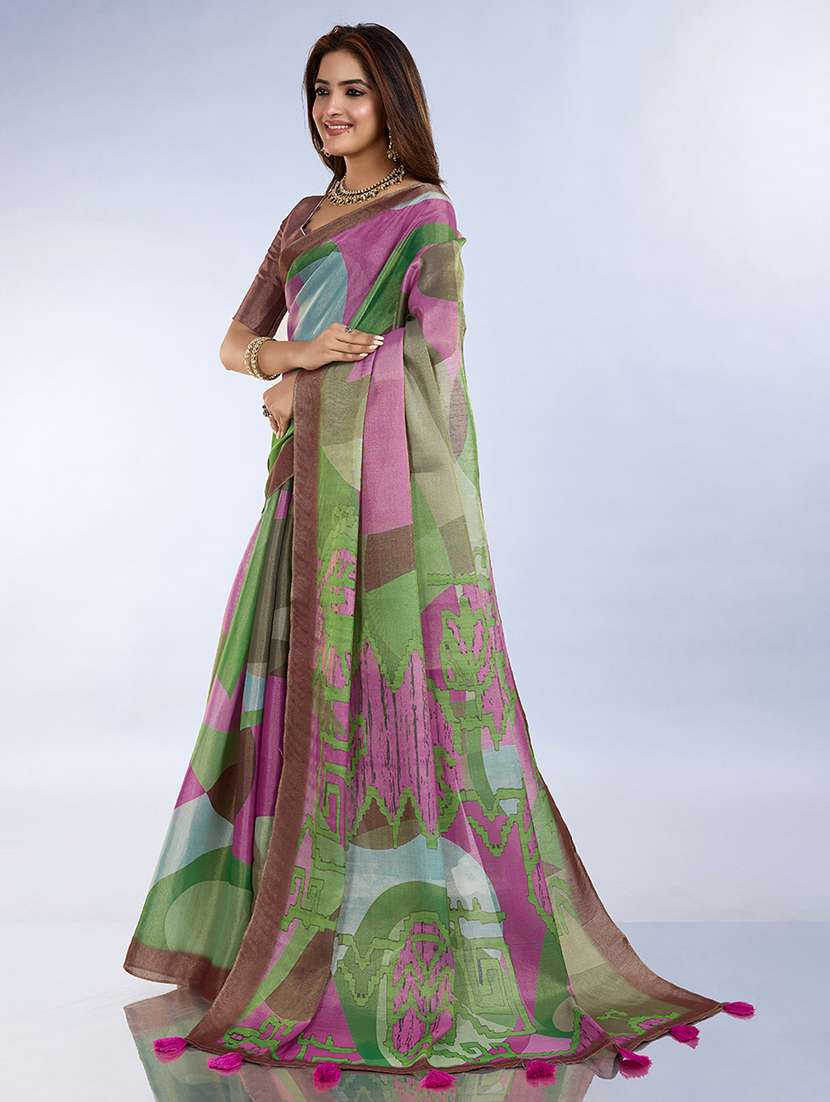 women printed casual wear saree with blouse - 22388909 -  Standard Image - 2