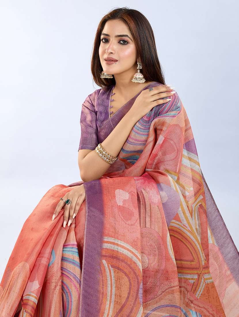 women printed casual wear saree with blouse - 22388912 -  Standard Image - 2