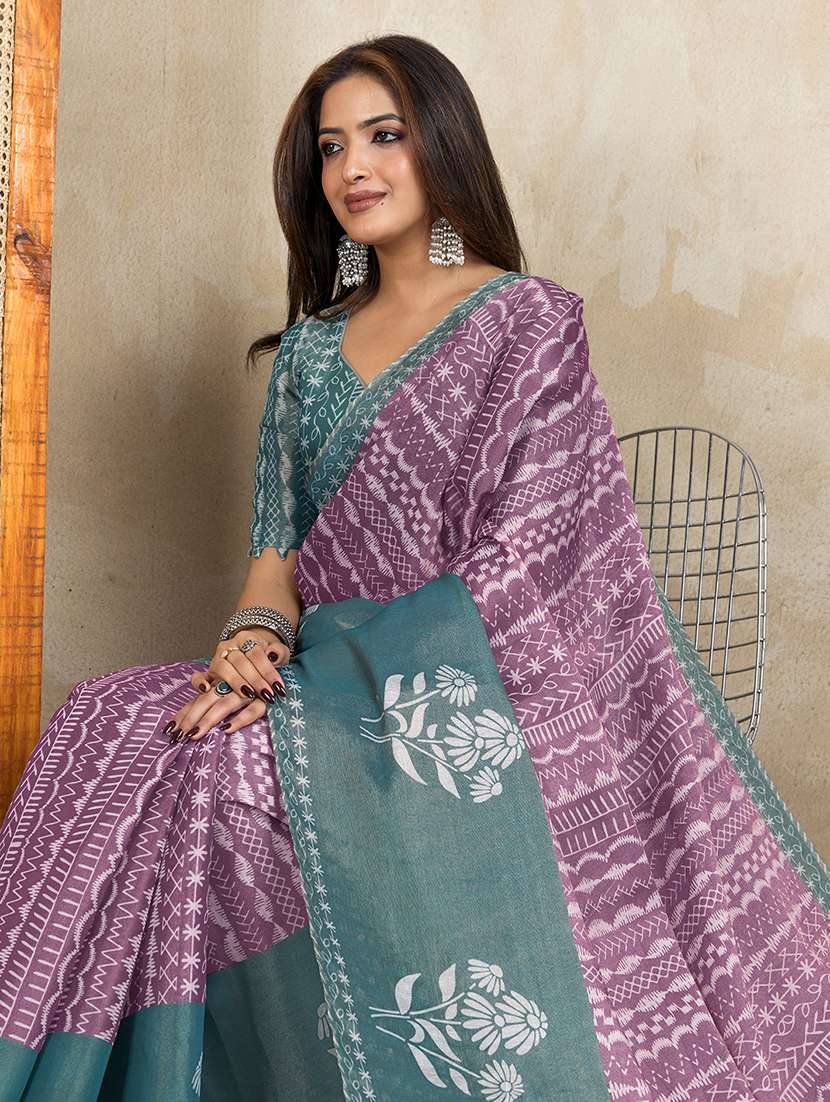 women printed casual wear saree with blouse - 22388920 -  Standard Image - 2