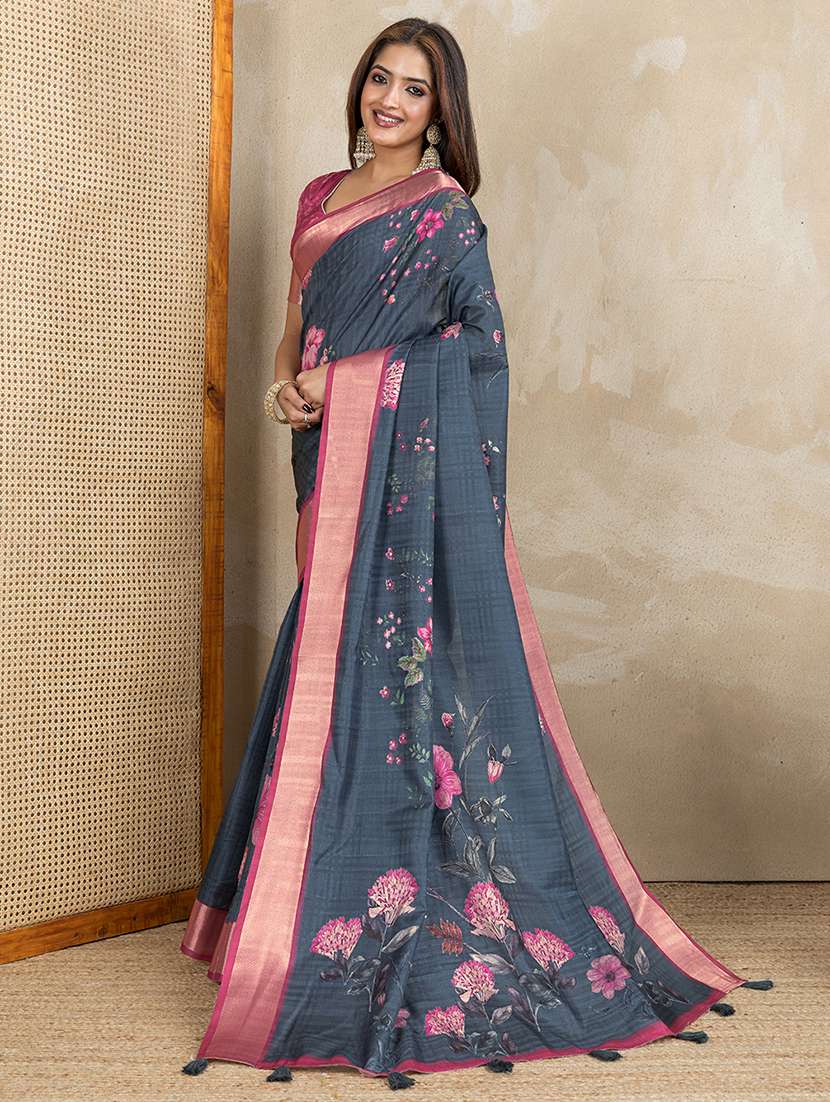 women printed casual wear saree with blouse - 22388954 -  Standard Image - 2