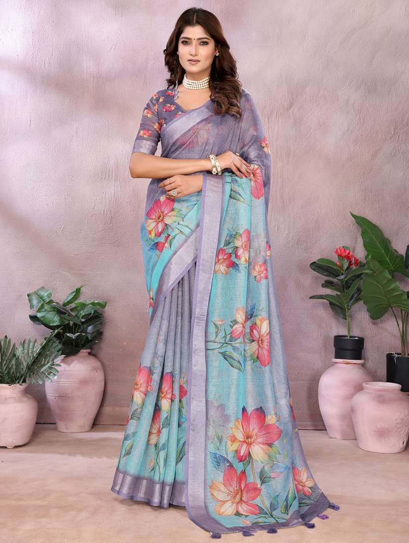 women printed casual wear saree with blouse - 22388978 -  Standard Image - 2