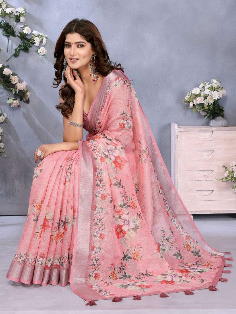 women printed casual wear saree with blouse - 22388981 -  Standard Image - 2