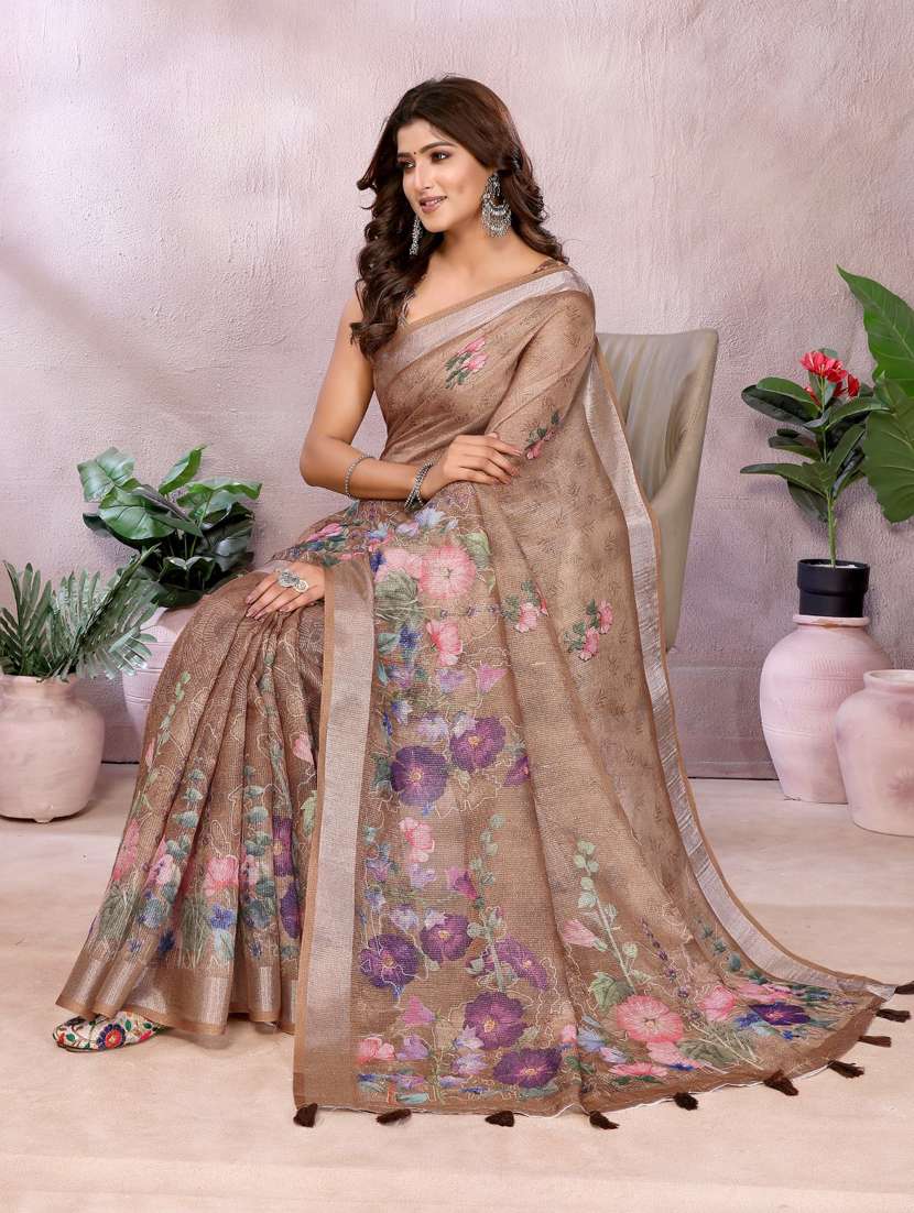 women printed casual wear saree with blouse - 22388985 -  Standard Image - 2