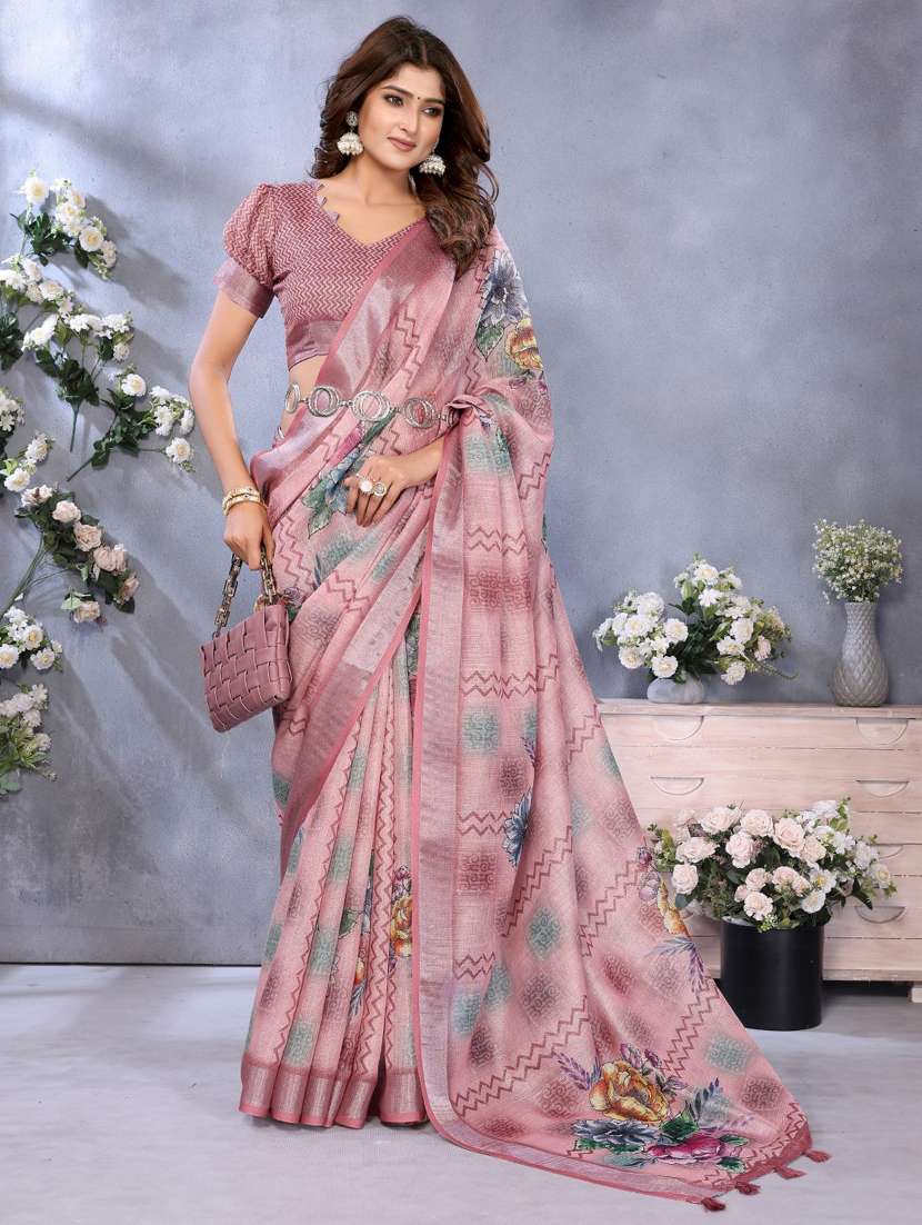 women printed casual wear saree with blouse - 22388988 -  Standard Image - 2