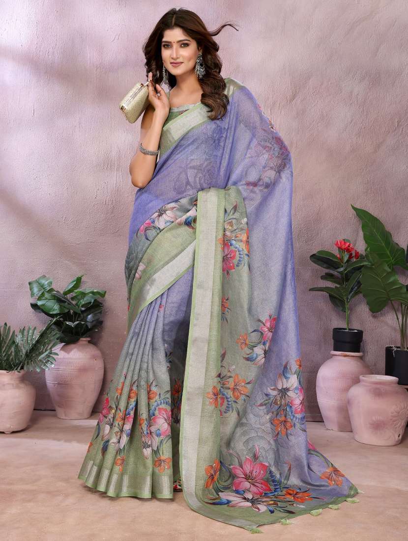 women printed casual wear saree with blouse - 22388991 -  Standard Image - 2