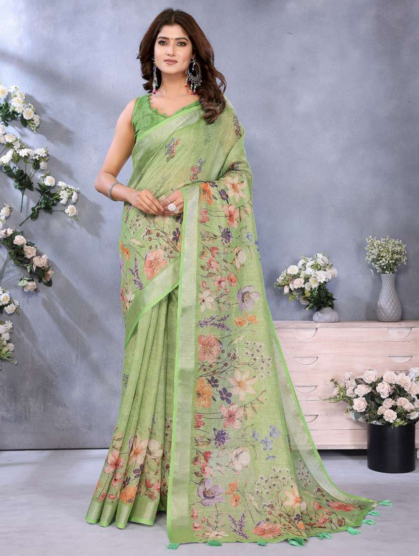 women printed casual wear saree with blouse - 22388993 -  Standard Image - 2