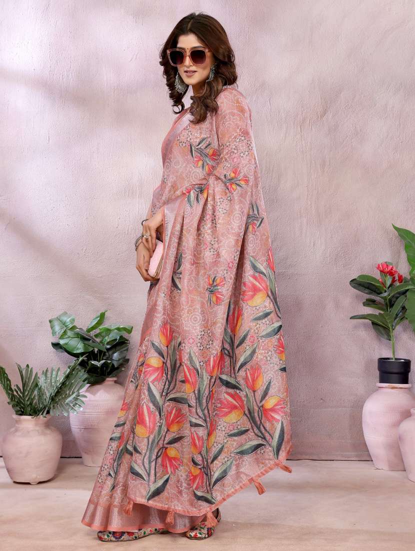 women printed casual wear saree with blouse - 22388998 -  Standard Image - 2