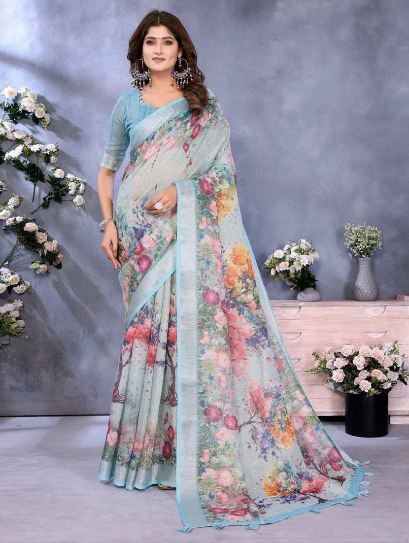 women printed casual wear saree with blouse - 22389000 -  Standard Image - 2