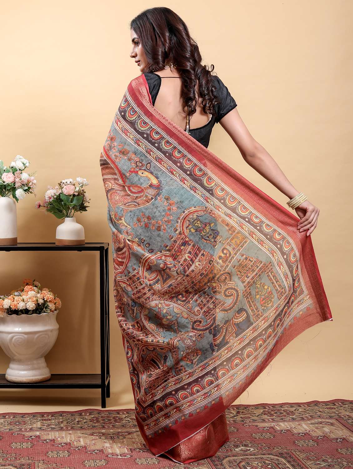women printed casual wear saree with blouse - 22389004 -  Standard Image - 2