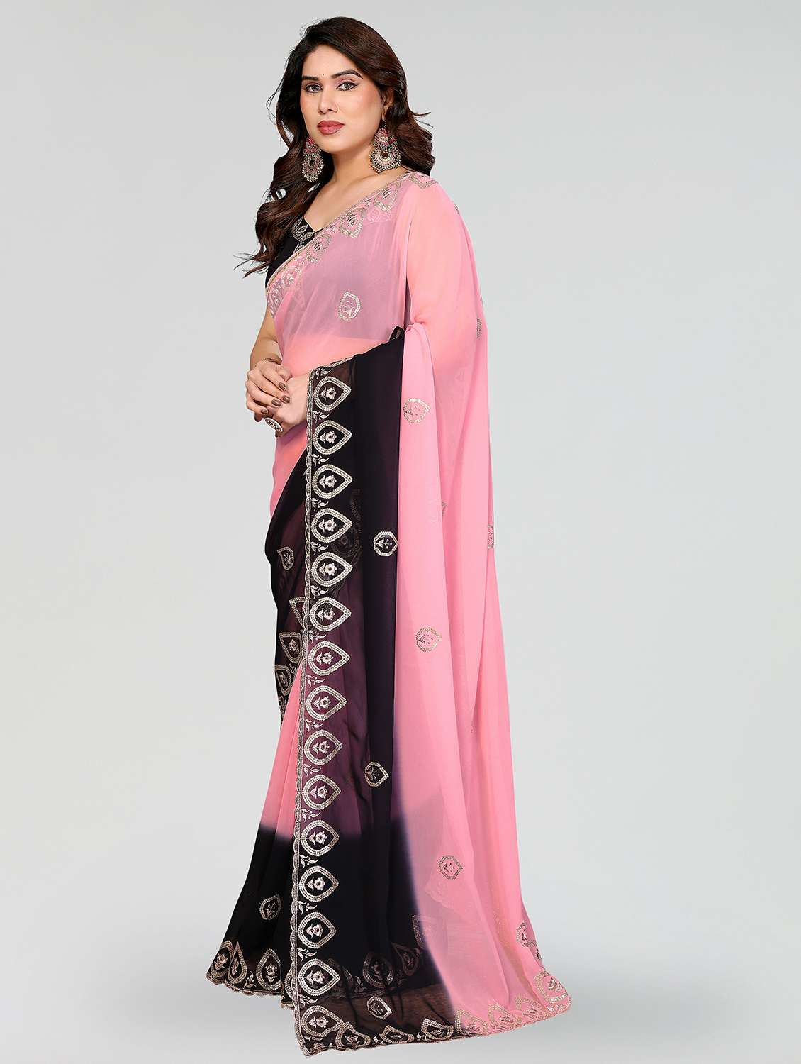 women ombre embroidered saree with blouse - 22389490 -  Standard Image - 2