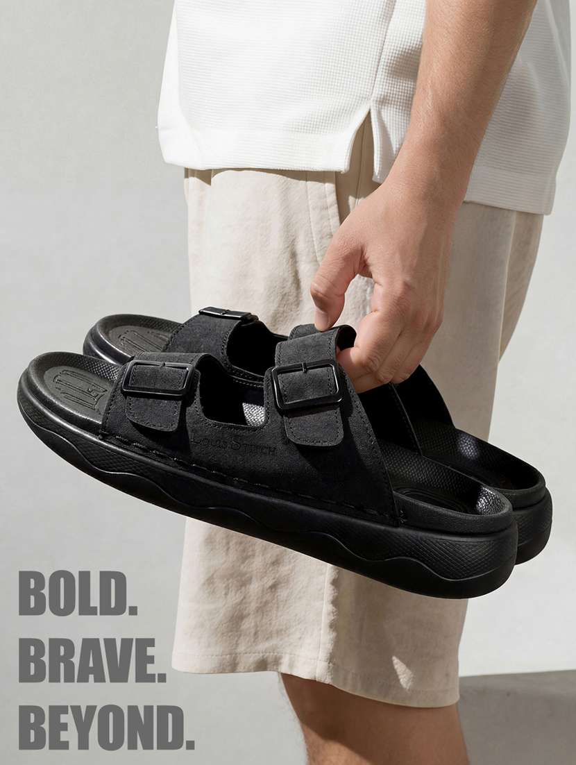 men black slip on sandal - 22389613 -  Standard Image - 2